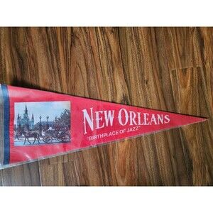Vintage 1980s NEW ORLEANS LOUISIANA Birthplace of Jazz Souvenir Travel Pennant